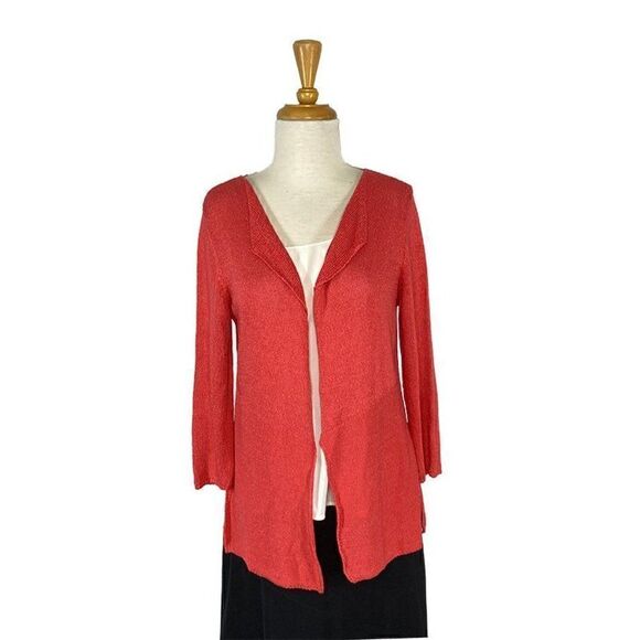 Angel Apparel S Coral Pink Cardigan Sweater Art To Wear Lagenlook Bohemian Boho - Picture 2 of 13